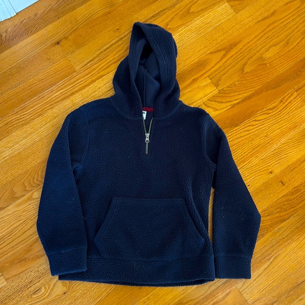 Navy Blue Hooded 1/4 Zip Fleece Pullover